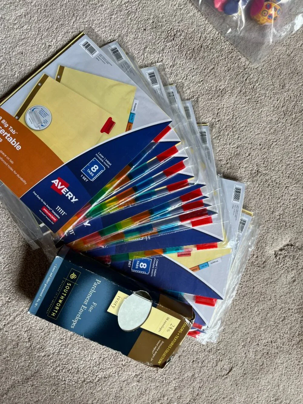 Avery Tabs‎ Files (15 sets) Plus Ivory Envelopes (Great Value!!)